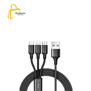 Borrego Speed Data USB Cable 2.4A 3-in-1 Fast Charging & Data Cable 120 CM, Multi USB Charger Cable-1