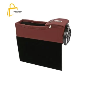 Multifunctional Leather Seat Gap Storage Box, Dark Brown and Black-1