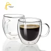 2-Piece Double Wall Glass Cup Clear, 240 ML-2
