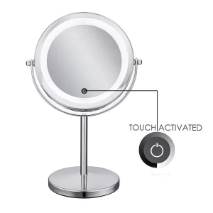 Touch Screen Lighted Magnifying Mirror, White-1