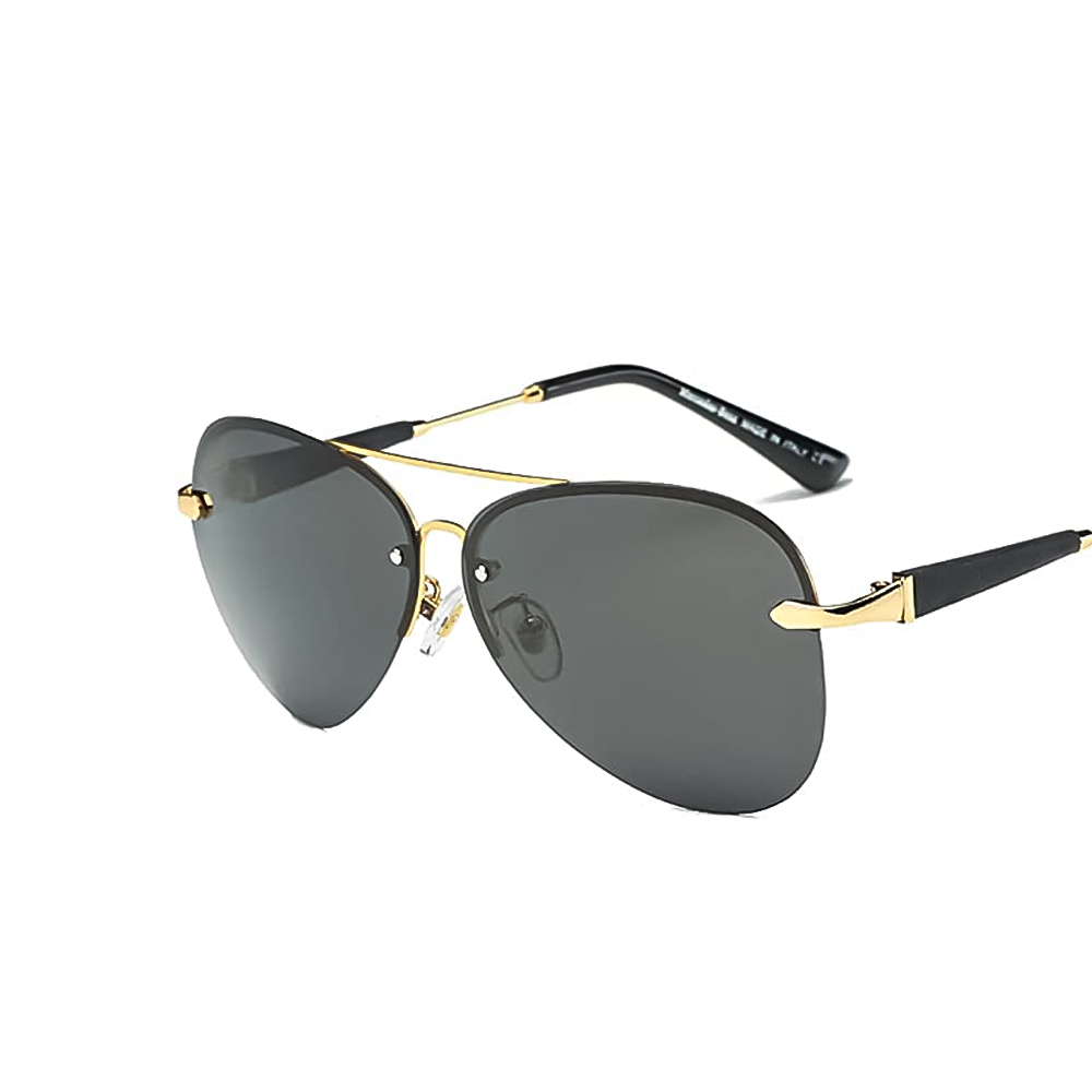 Men's Fashion Retro Polarized Aviator Sunglasses, Gold & Grey-1