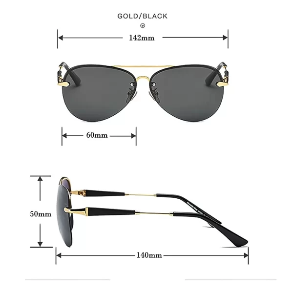 Men's Fashion Retro Polarized Aviator Sunglasses, Gold & Grey-3