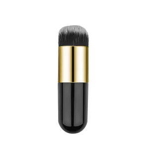 Professional Chubby Pier Brush for Cosmetic Use - Foundation, Highlight, Loose Powder and more, Black and Gold-1