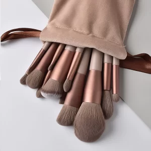13-Piece Soft Fluffy Makeup Brushes Set for cosmetics for Foundation, Blush Powder, Eyeshadow, Kabuki Blending, and more, Brown and Grey-1