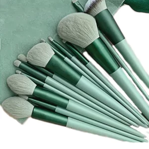 13-Piece Soft Fluffy Makeup Brushes Set for cosmetics for Foundation, Blush Powder, Eyeshadow, Kabuki Blending, and more, Green-1