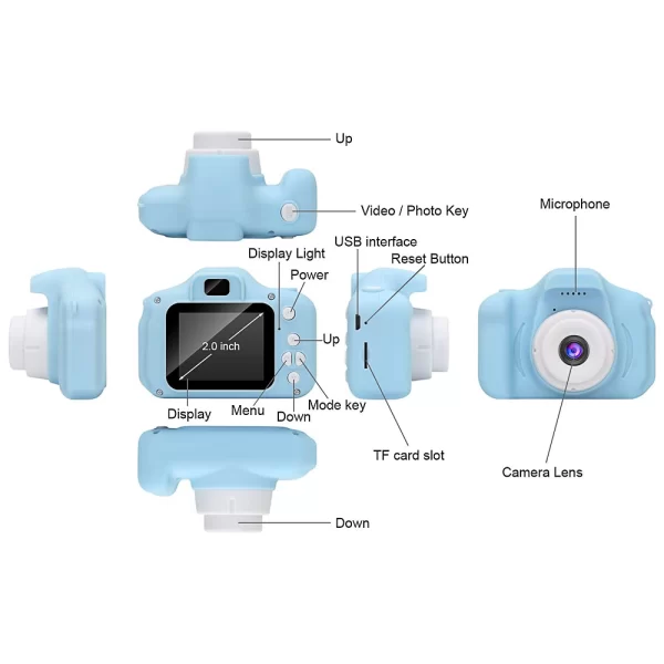 Mini Rechargeable 8MP HD Digital Kids Camera, Blue-4