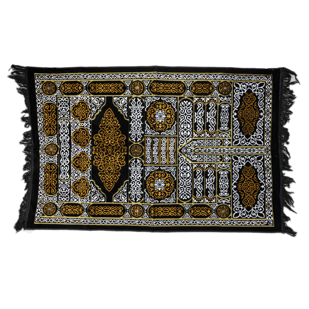 Black Prayer Mat with golden floral design