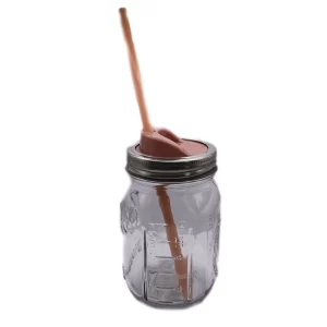Pink lid mason jar with reusable straw