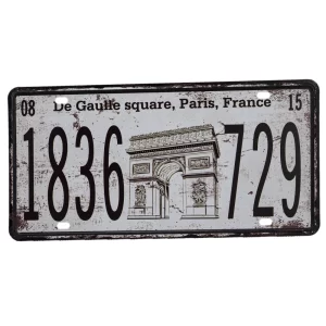 Rustic License plate for wall hanging - Gaulle Square License plate sign