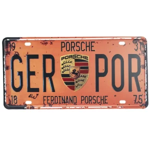 decorative wall hanging ornaments -Porsche license plate sign