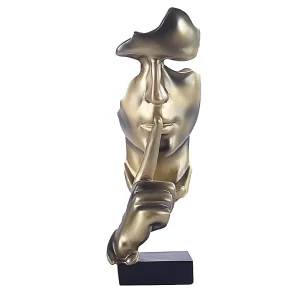 Home decor accessories - figurines - Abstract man silence is golden statue