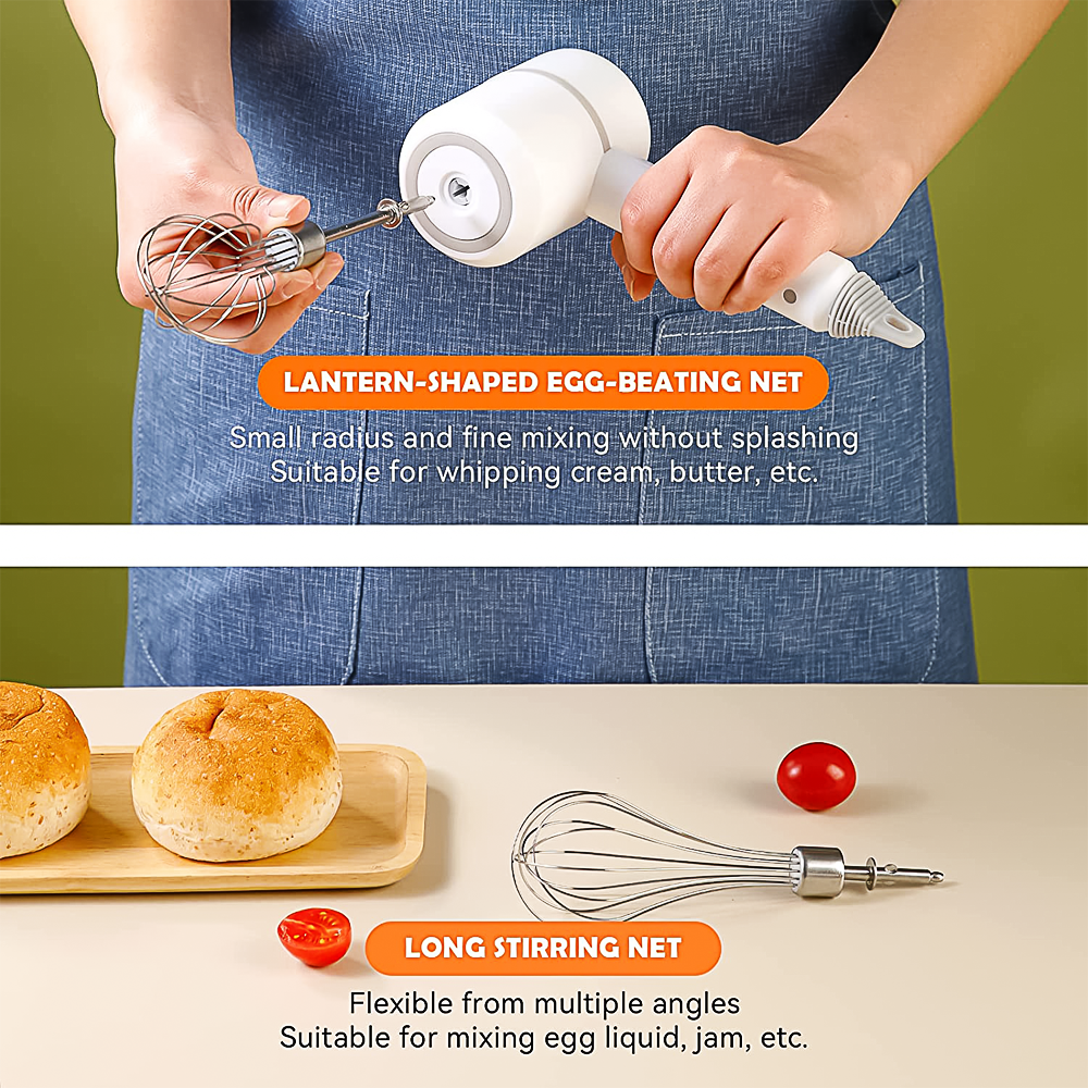 Electric Cordless Hand Mixer 3 Speed Kitchen Handheld Mixer 20W with Egg  Beater for Baking
