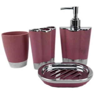 pink bathroom accessories set