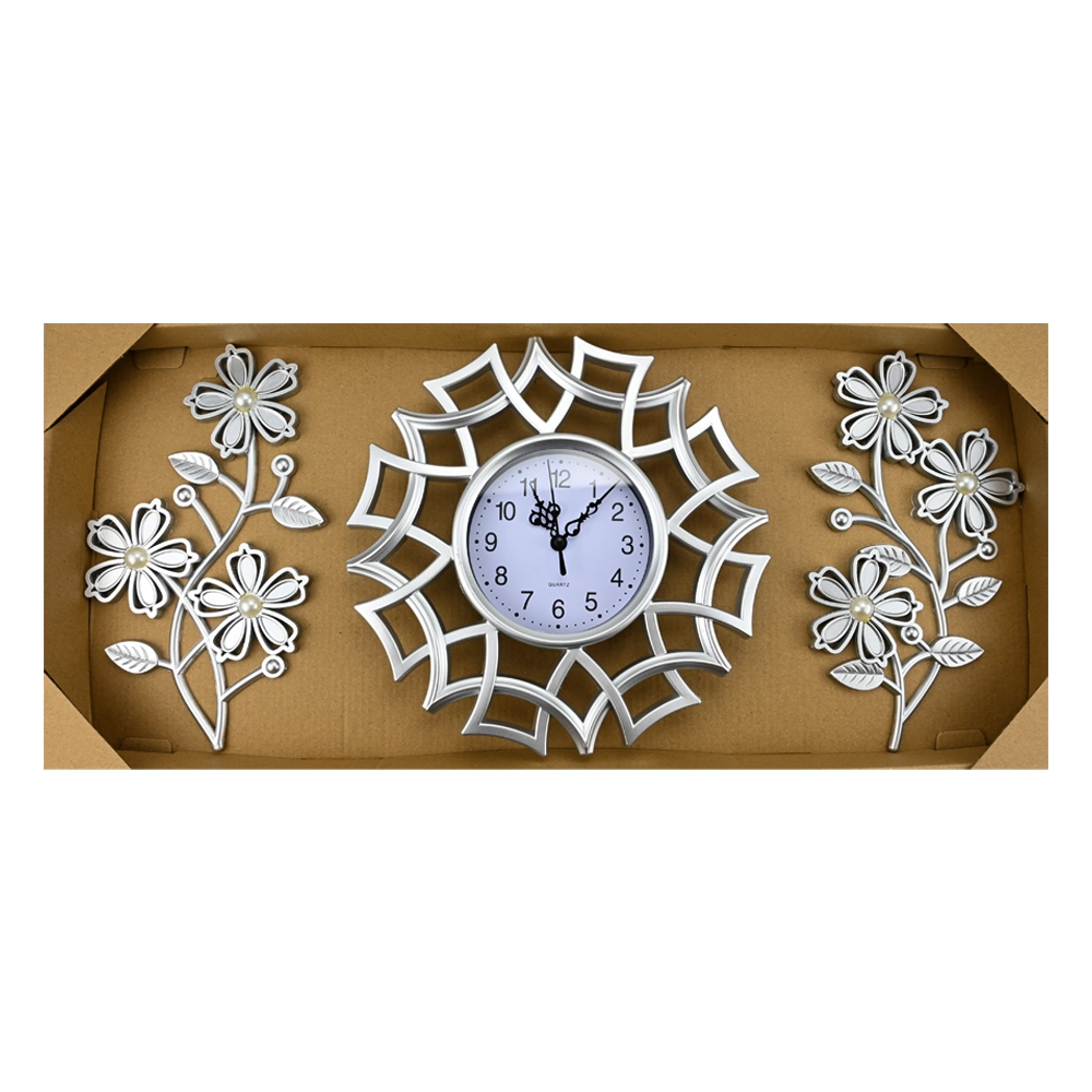 abstract silver wall clock