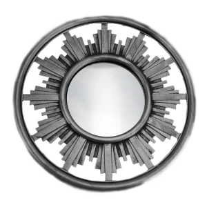home decoration - silver rays round mirror