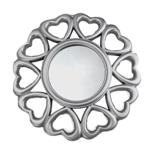 makeup mirror - silver hearts round mirror