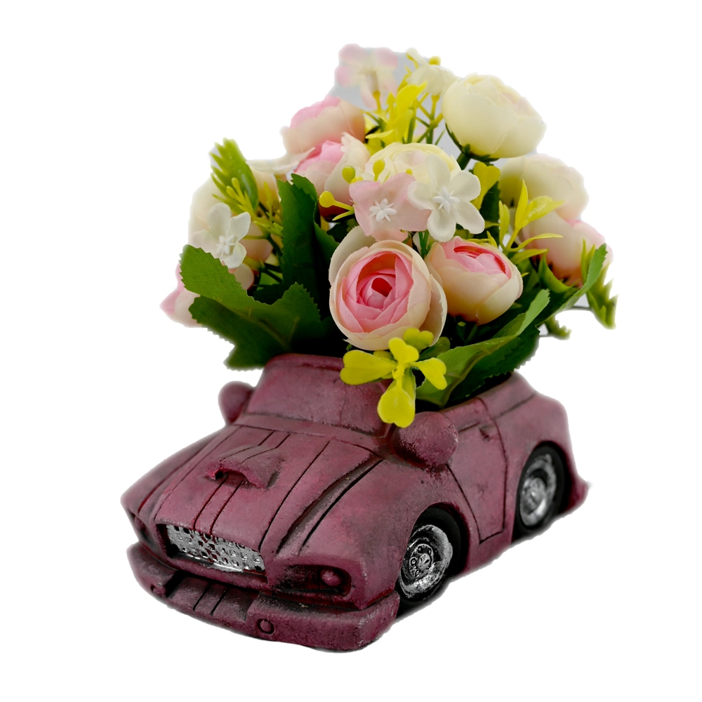 home decor item - ceramic car with flowers