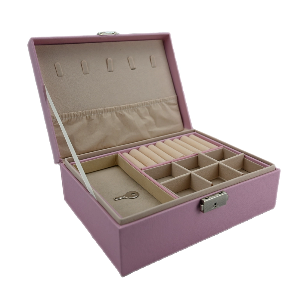 Jewelry organizer boxes - grey-colored 2-layer jewelry box